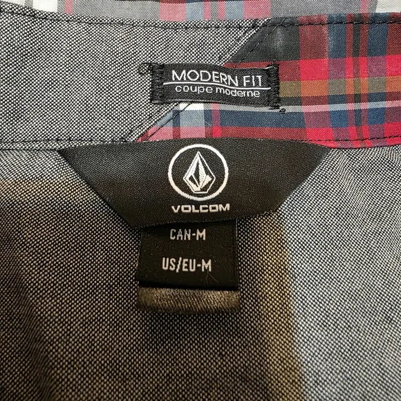 Volcom Red and Black Plaid Button Down Shirt - Picture 4 of 6
